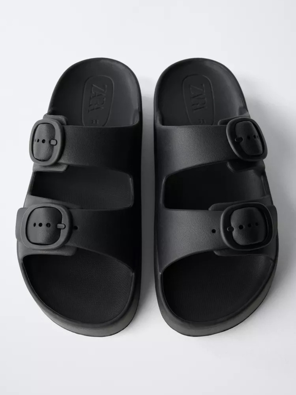Zara Black Rubber Slide Sandals